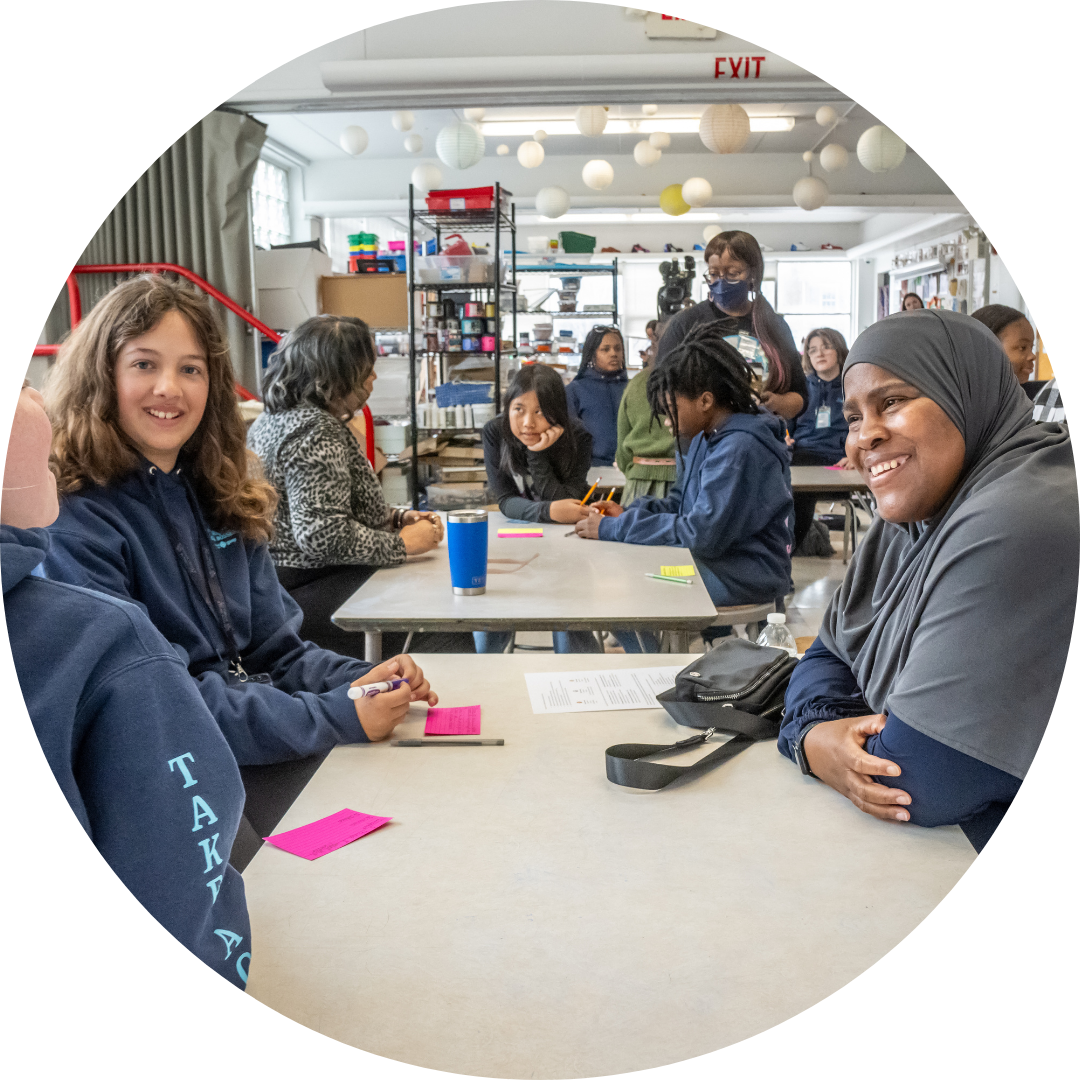 Girl Boss with volunteer
