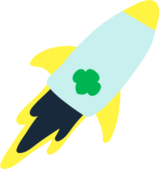 Blue rocket with Girl Scout trefoil on it